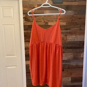 Orange Sleeveless Dress w / pockets